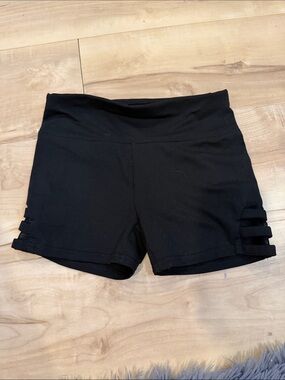 Black kids Active Shorts with Side Strap Detail